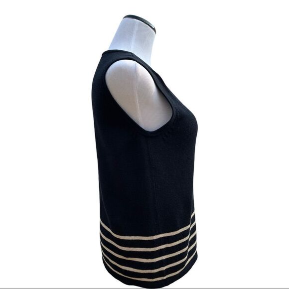 Liz Claiborne Black Tan Sweater Size M Knit Vest - Picture 2 of 8